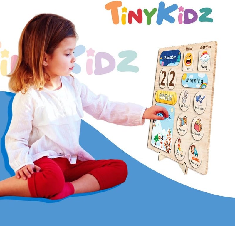 TinyKidz Store Wooden Daily Routine Chart, Kid Calendar, Routine Chart for Toddlers, Morning Bedtime Routine Chart for Toddlers (06) - Image 3